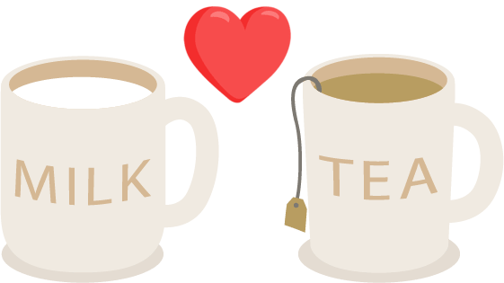 I love tea and milk. = I love tea and I love milk.